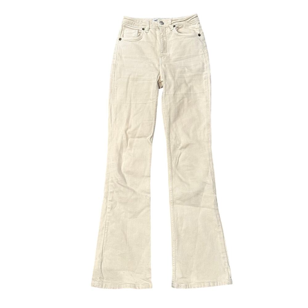 ZARA Women's Cropped Flare High-Waist Jeans Size 2 In Ecru